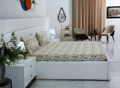 Fitted Bed Sheet-Botanical Charm Fitted Sheets Apricot