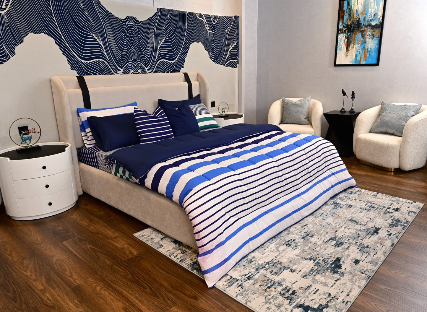 8 PCs Winter Comforter Set-Quad Patch Comforters Apricot