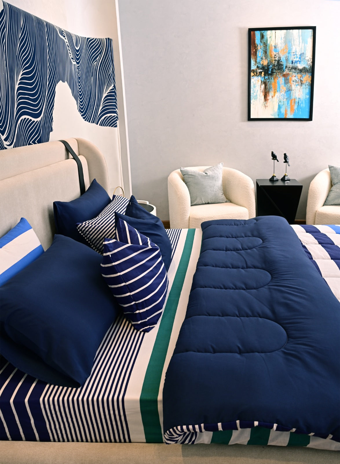 8 PCs Winter Comforter Set-Quad Patch Comforters Apricot