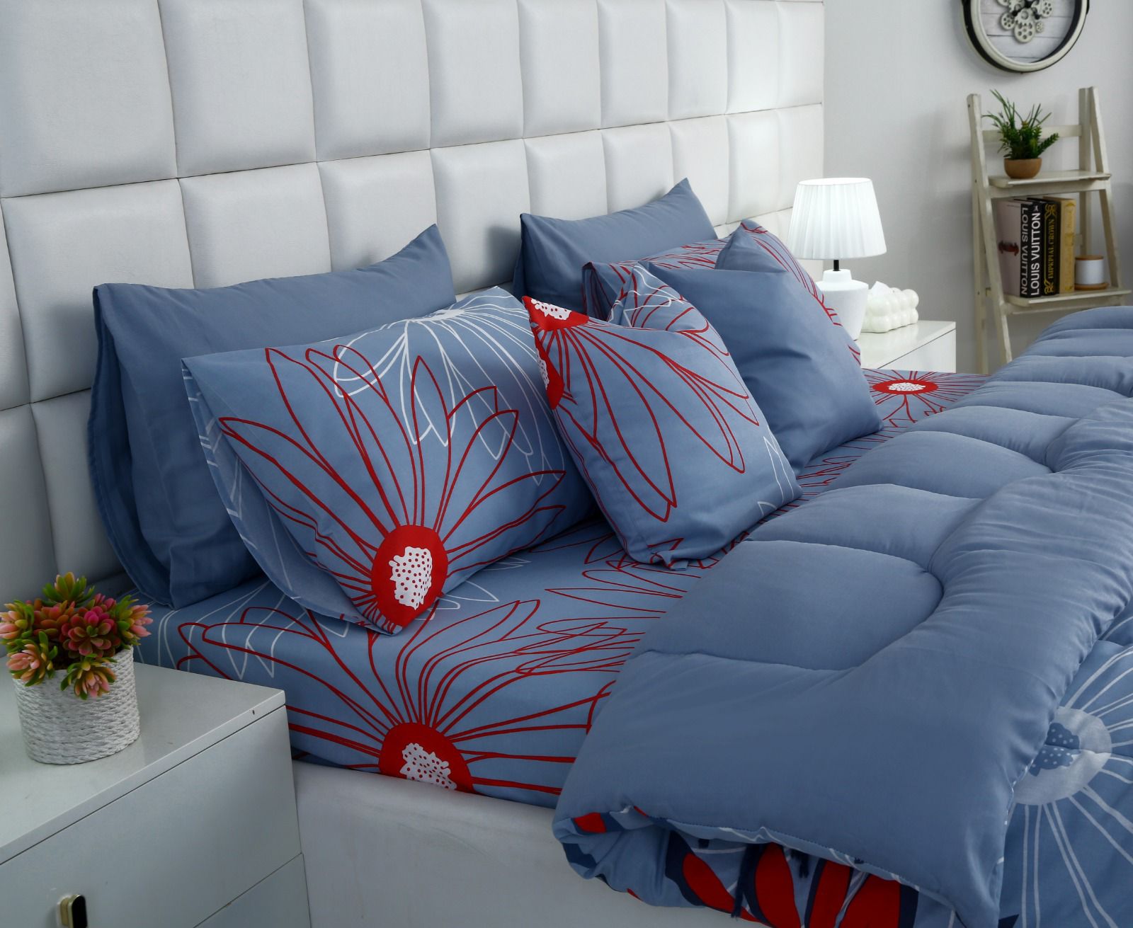 8 PCs Winter Comforter Set-Wine Rose Comforters Apricot