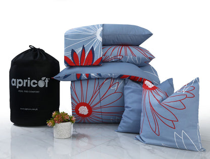 8 PCs Winter Comforter Set-Wine Rose Comforters Apricot