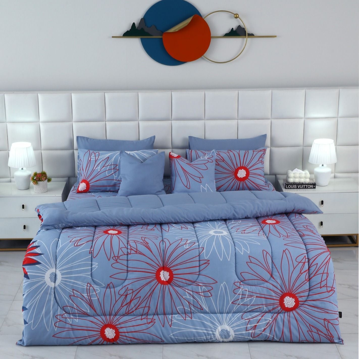 8 PCs Winter Comforter Set-Wine Rose Comforters Apricot