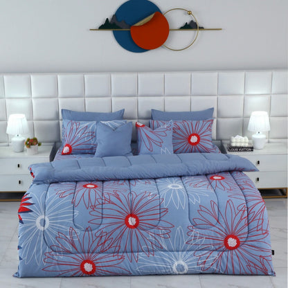 8 PCs Winter Comforter Set-Wine Rose Comforters Apricot