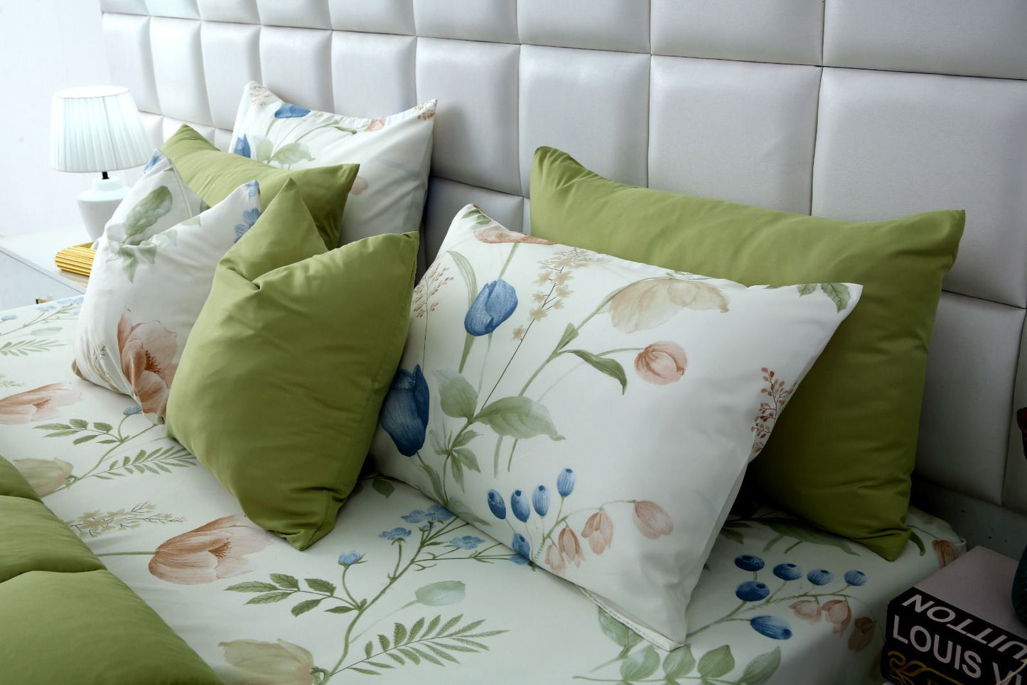 8 PCs Winter Razai Set-Floral Crew Comforters Apricot