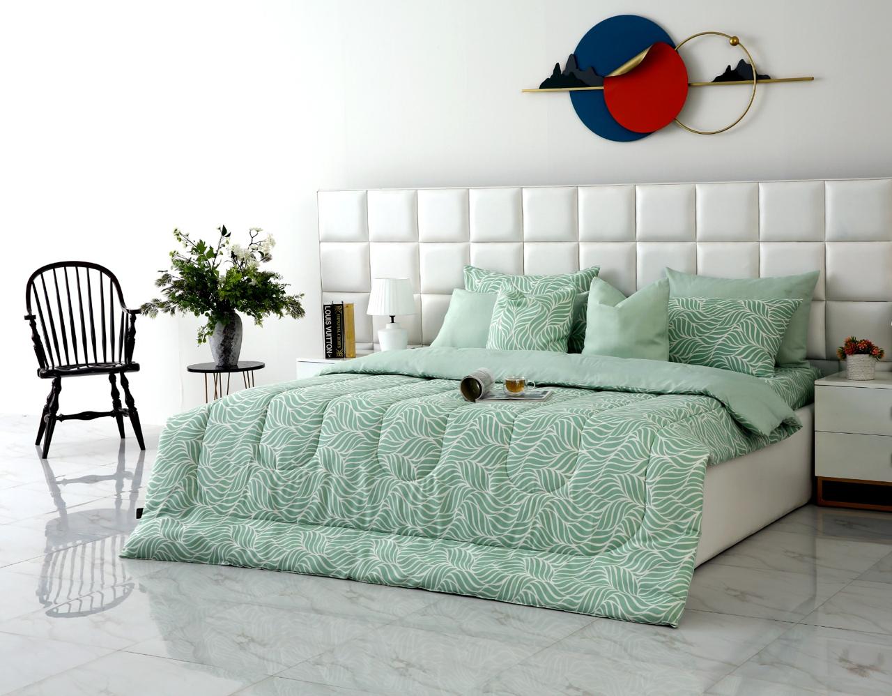 8 PCs Winter Comforter Set-Leafy Spiral Comforters Apricot