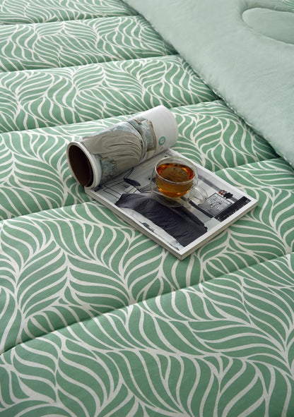 8 PCs Winter Comforter Set-Leafy Spiral Comforters Apricot