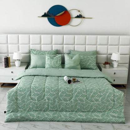 8 PCs Winter Comforter Set-Leafy Spiral Comforters Apricot