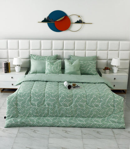 8 PCs Winter Comforter Set-Leafy Spiral Comforters Apricot