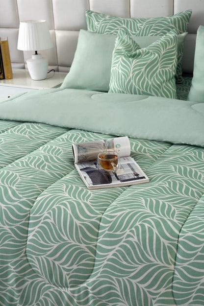 8 PCs Winter Comforter Set-Leafy Spiral Comforters Apricot