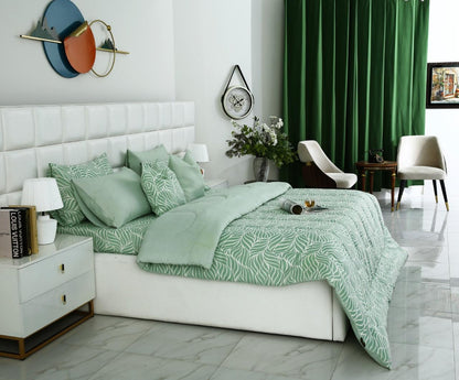 8 PCs Winter Comforter Set-Leafy Spiral Comforters Apricot