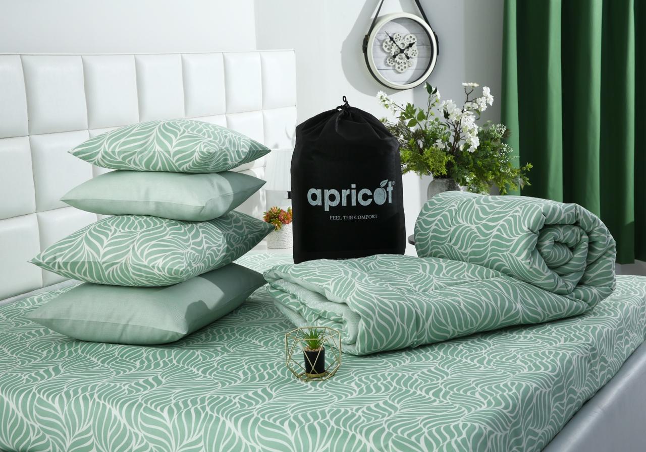 8 PCs Winter Comforter Set-Leafy Spiral Comforters Apricot