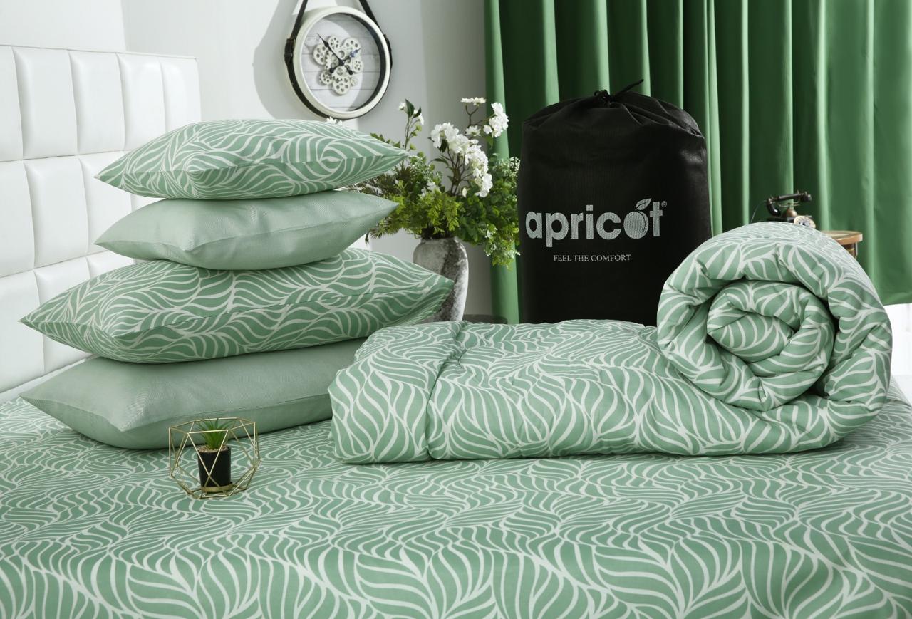 8 PCs Winter Comforter Set-Leafy Spiral Comforters Apricot