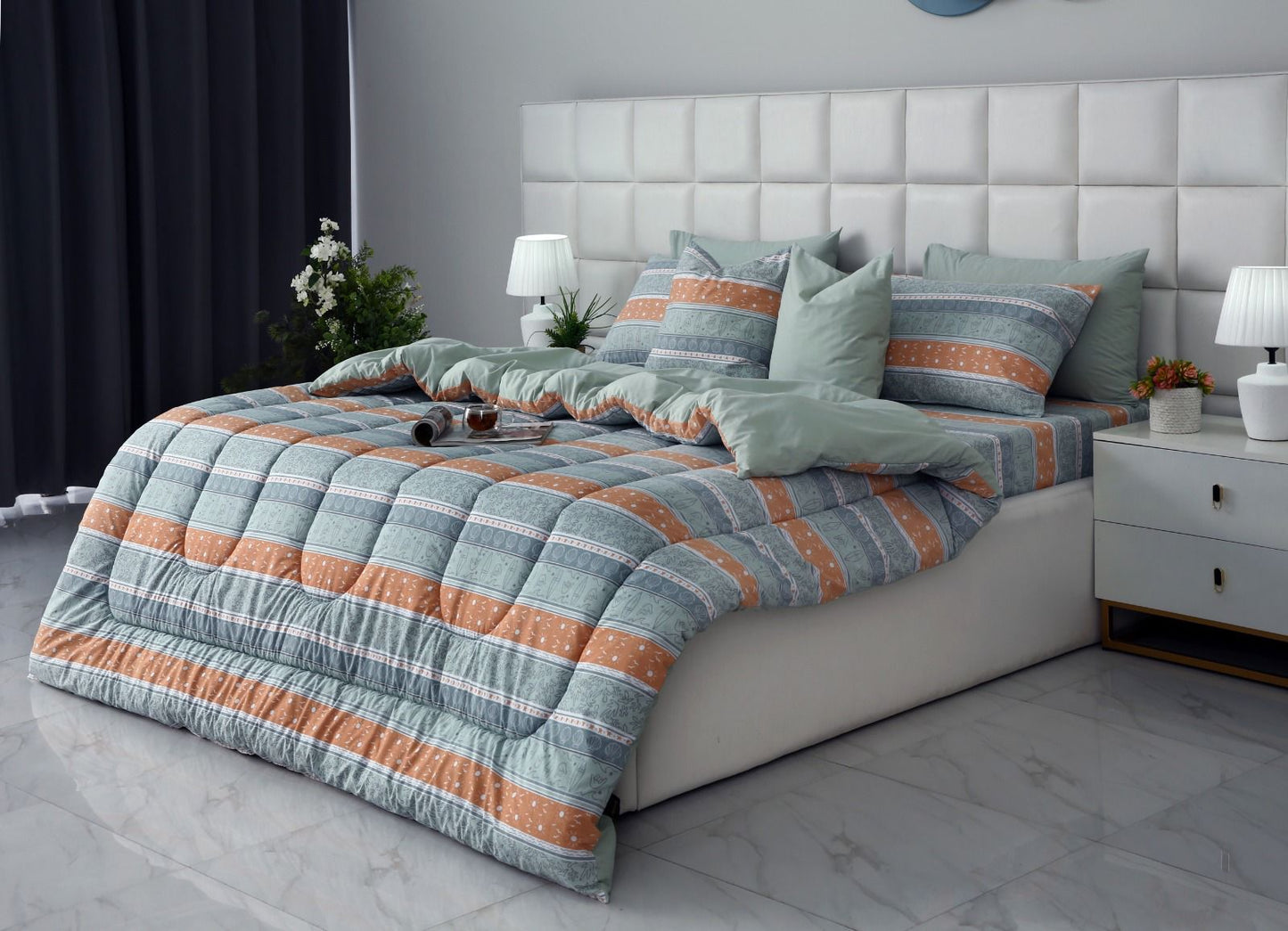 8 PCs Winter Comforter Set-Beach Folk Comforters Apricot