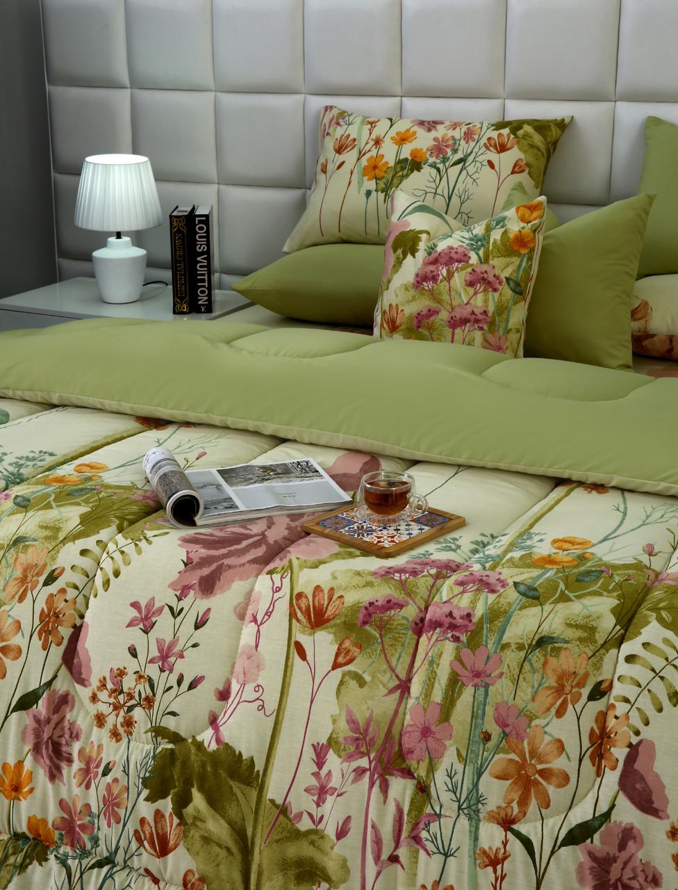 8 PCs Winter Razai Set-Delamere Comforters Apricot