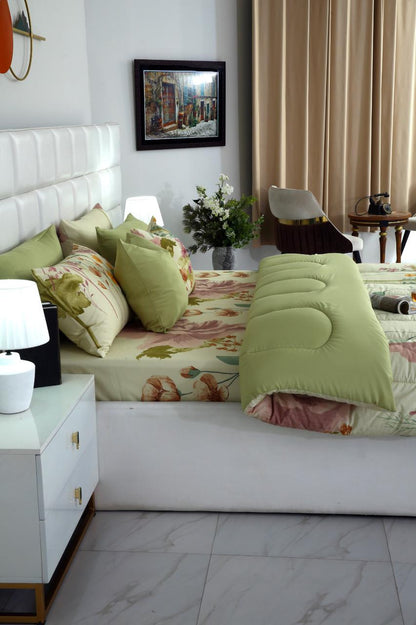 8 PCs Winter Razai Set-Delamere Comforters Apricot