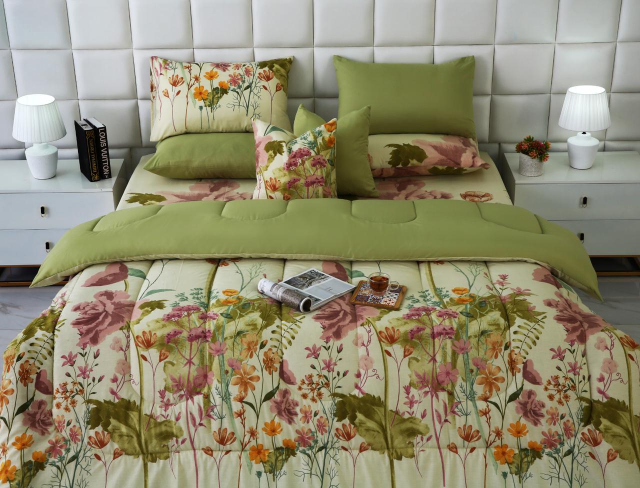 8 PCs Winter Razai Set-Delamere Comforters Apricot