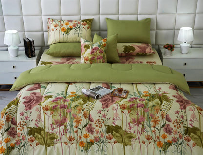 8 PCs Winter Razai Set-Delamere Comforters Apricot