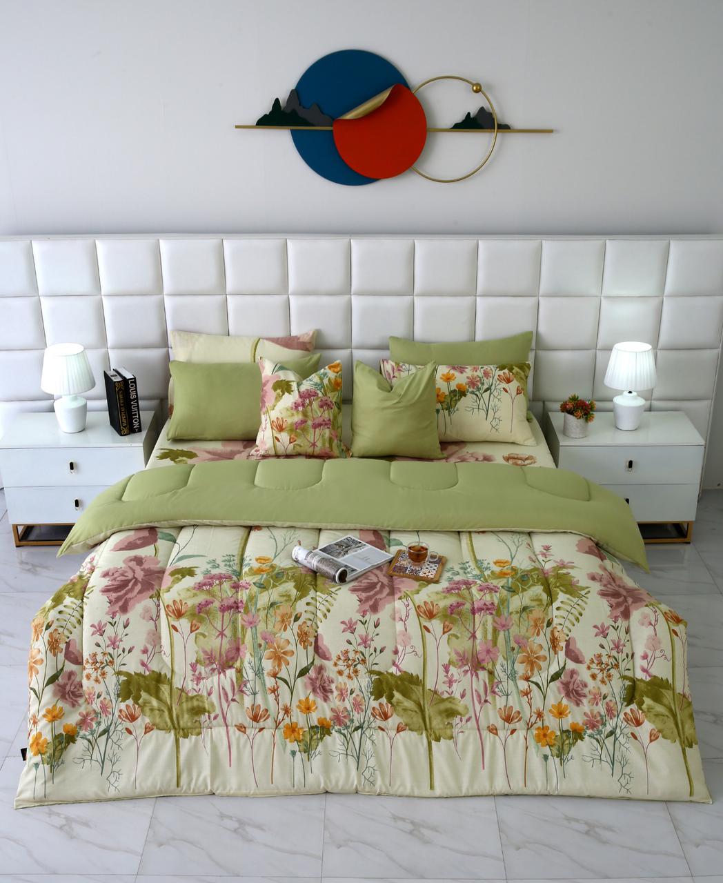 8 PCs Winter Razai Set-Delamere Comforters Apricot