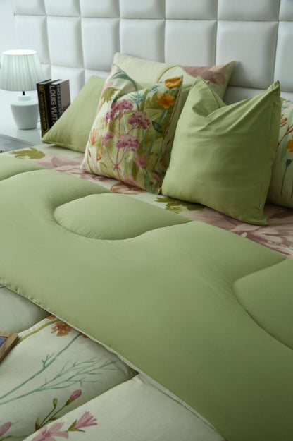 8 PCs Winter Razai Set-Delamere Comforters Apricot