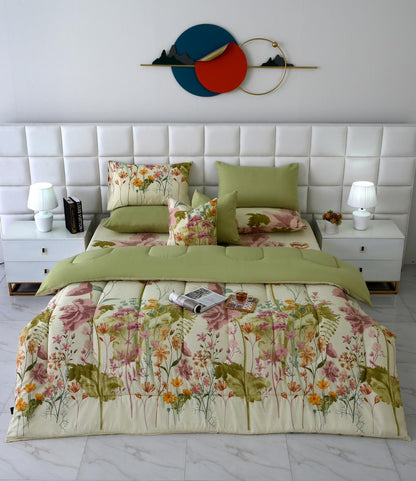 8 PCs Winter Razai Set-Delamere Comforters Apricot