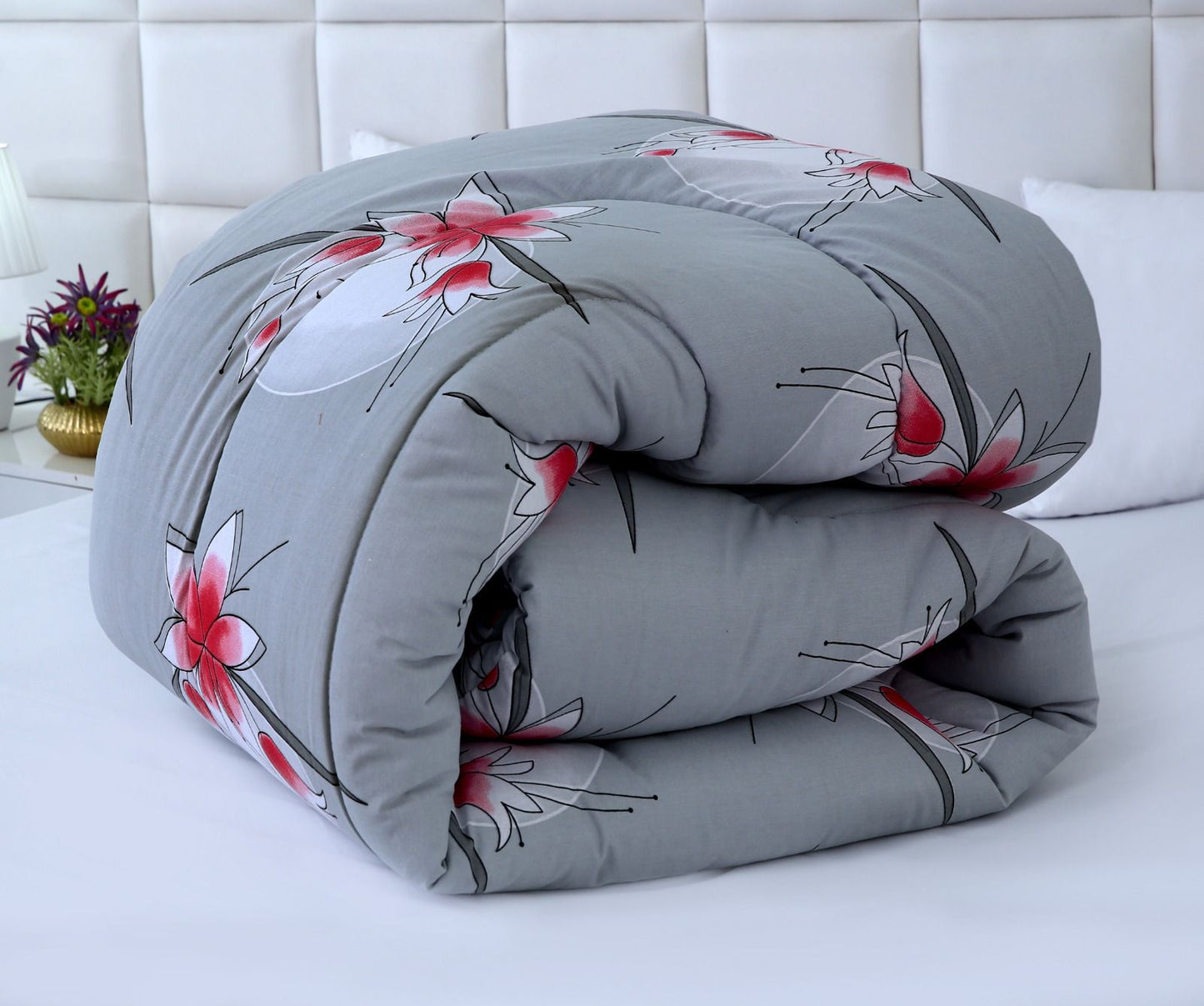 1 PC Double Winter Comforter-Victorian Rose Comforters Apricot