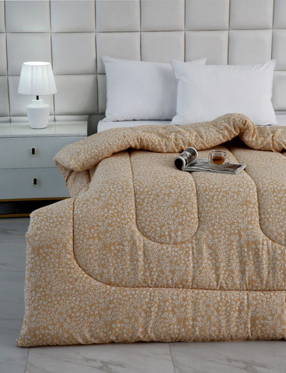 1 PC Single Comforter-Beige Bloom Comforters Apricot