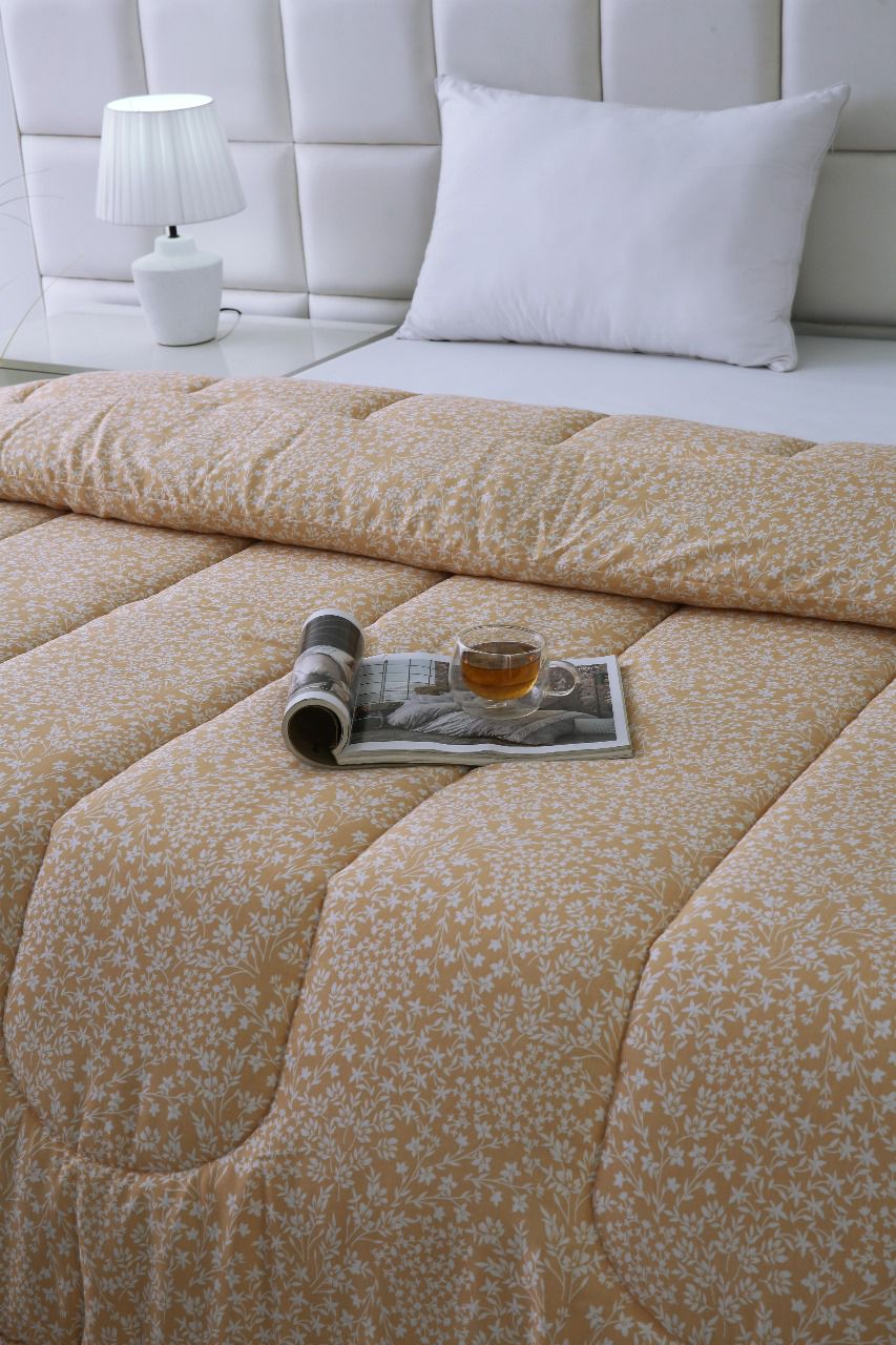 1 PC Single Comforter-Beige Bloom Comforters Apricot