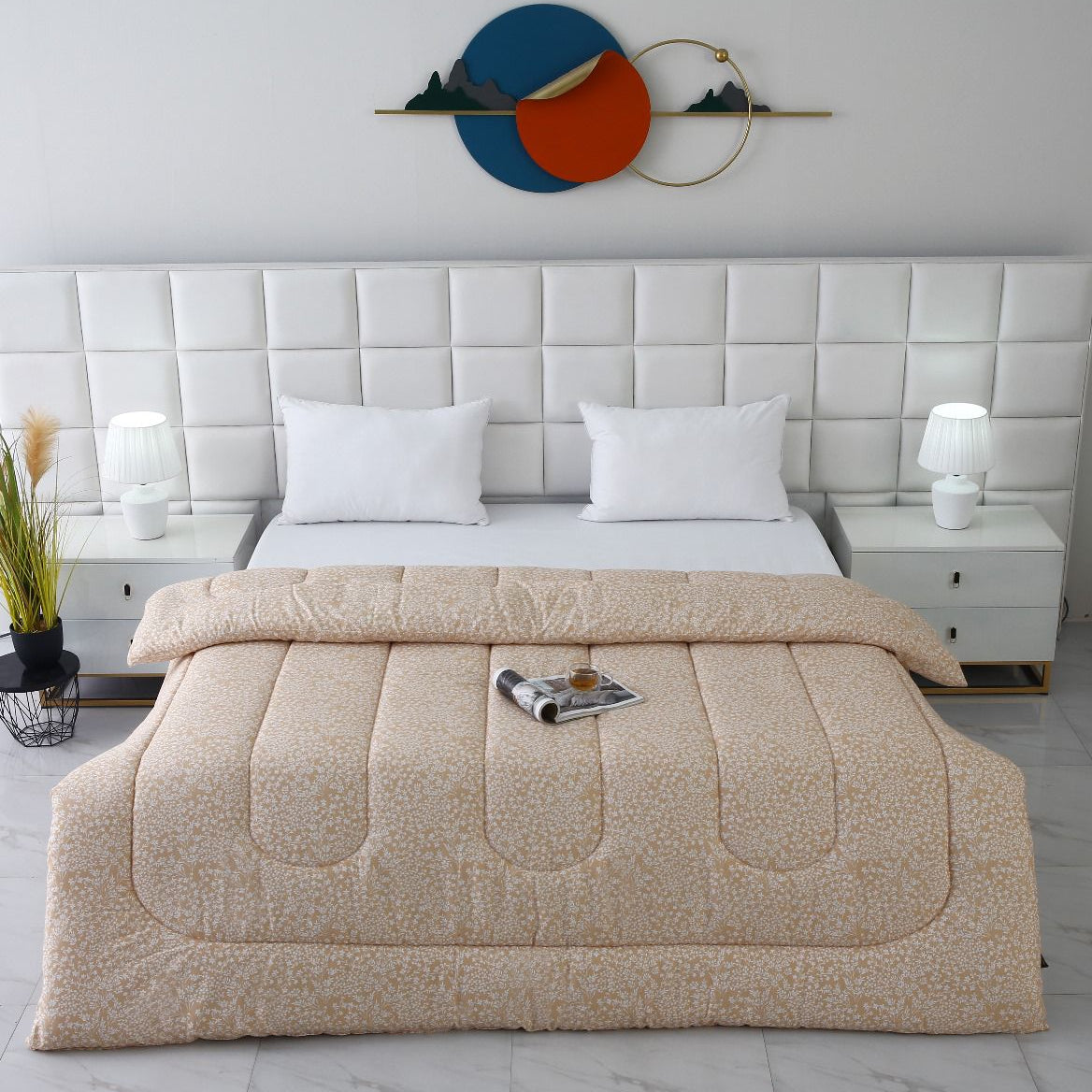 1 PC Single Comforter-Beige Bloom Comforters Apricot