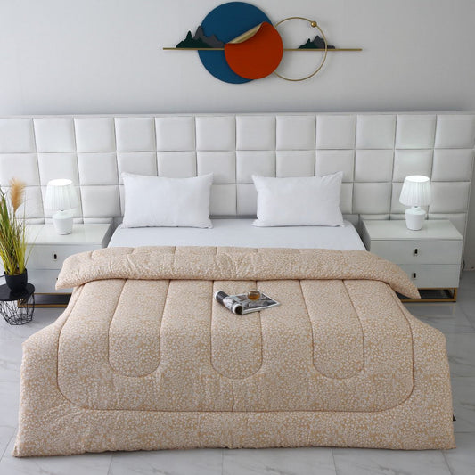 1 PC Double Winter Comforter-Beige Bloom Comforters Apricot