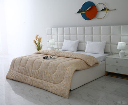 1 PC Double Winter Comforter-Beige Bloom Comforters Apricot