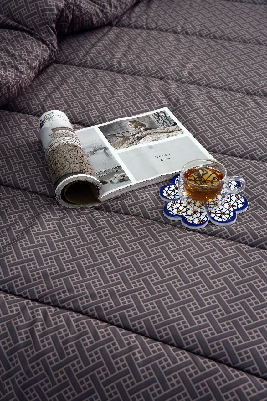 1 PC Single Comforter-Plaid Comforters Apricot