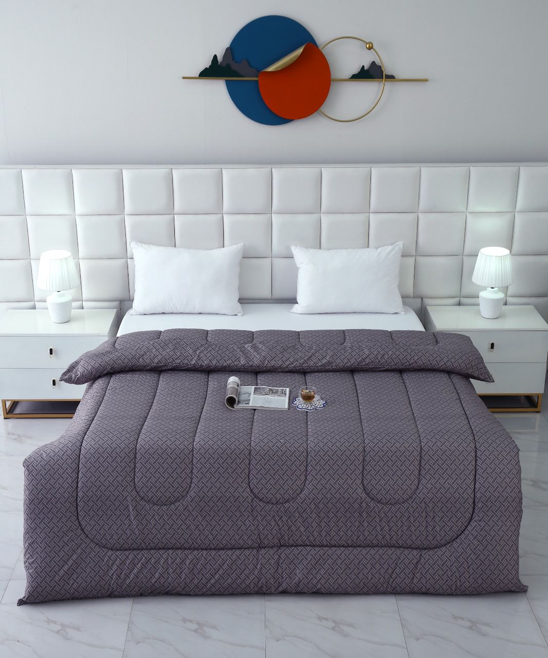 1 PC Double Winter Comforter-Plaid Comforters Apricot