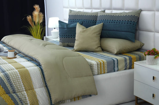 5 PCs Single Razai Set-Bohemian Comforters Apricot