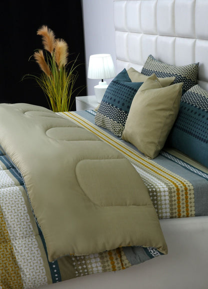 5 PCs Single Razai Set-Bohemian Comforters Apricot