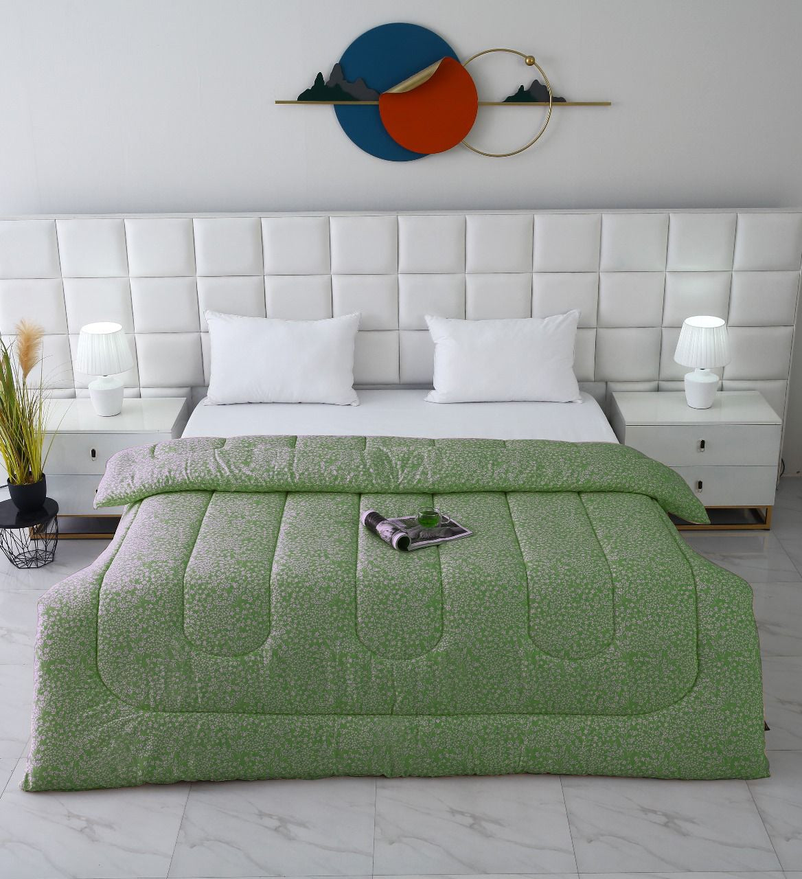 1 PC Single Comforter-Green Bloom Comforters Apricot