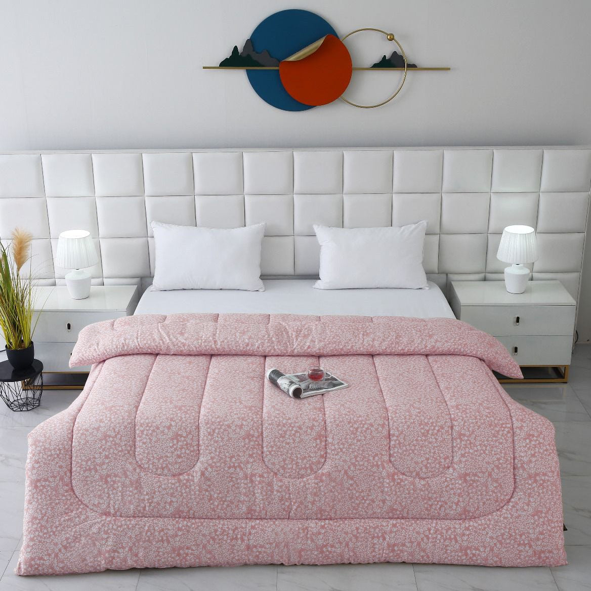 1 PC Single Comforter-Pink Bloom Comforters Apricot