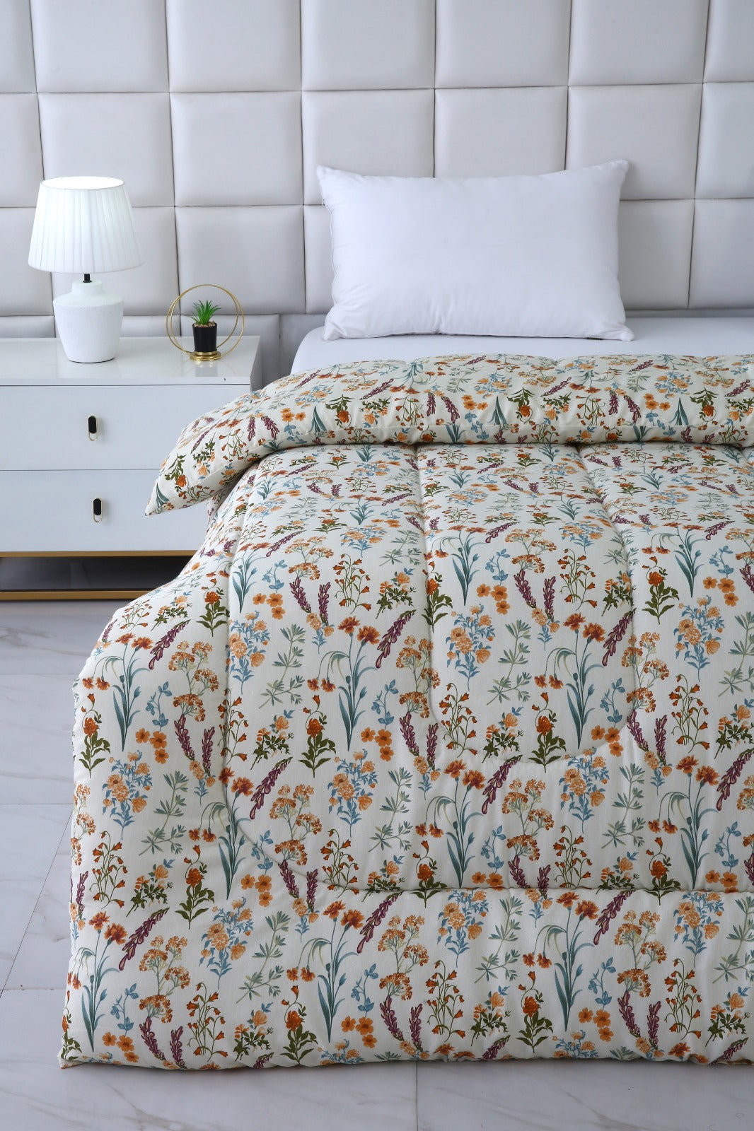 1 PC Single Comforter-Botanical Charm Comforters Apricot