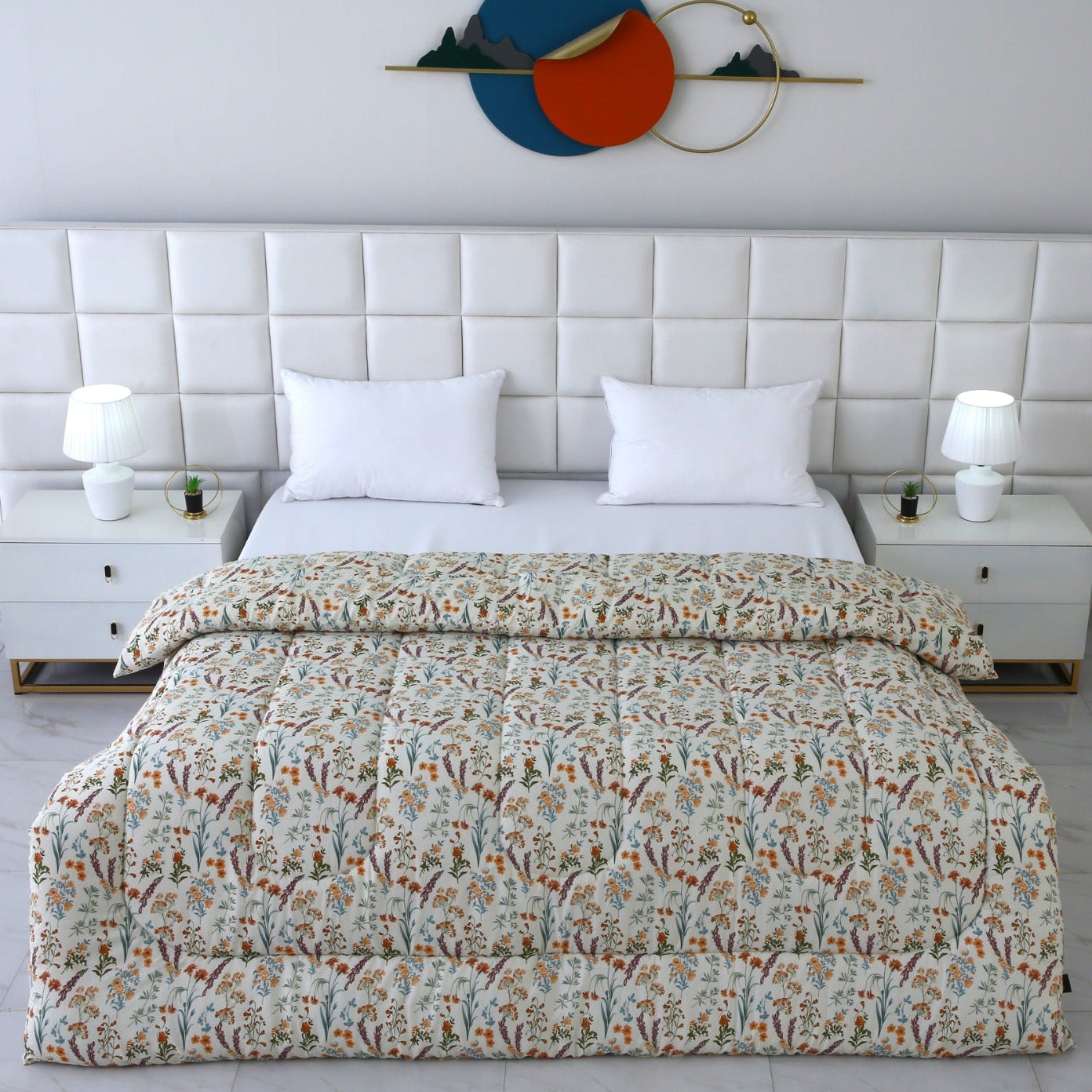 1 PC Double Winter Comforter-Botanical Charm Comforters Apricot