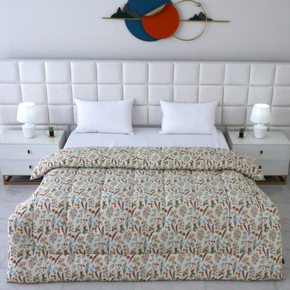 1 PC Double Winter Comforter-Botanical Charm Comforters Apricot