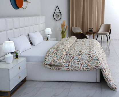 1 PC Double Winter Comforter-Botanical Charm Comforters Apricot