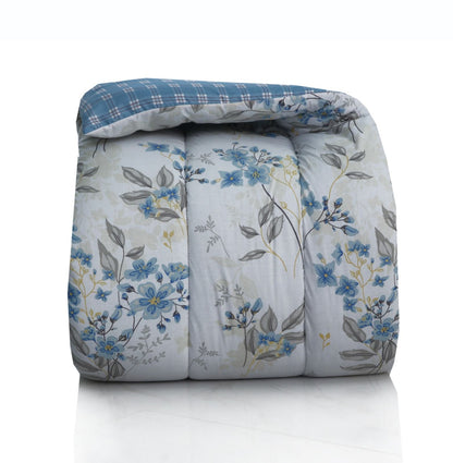 8 PCs Winter Comforter Set-Blue Poppy Comforters Apricot