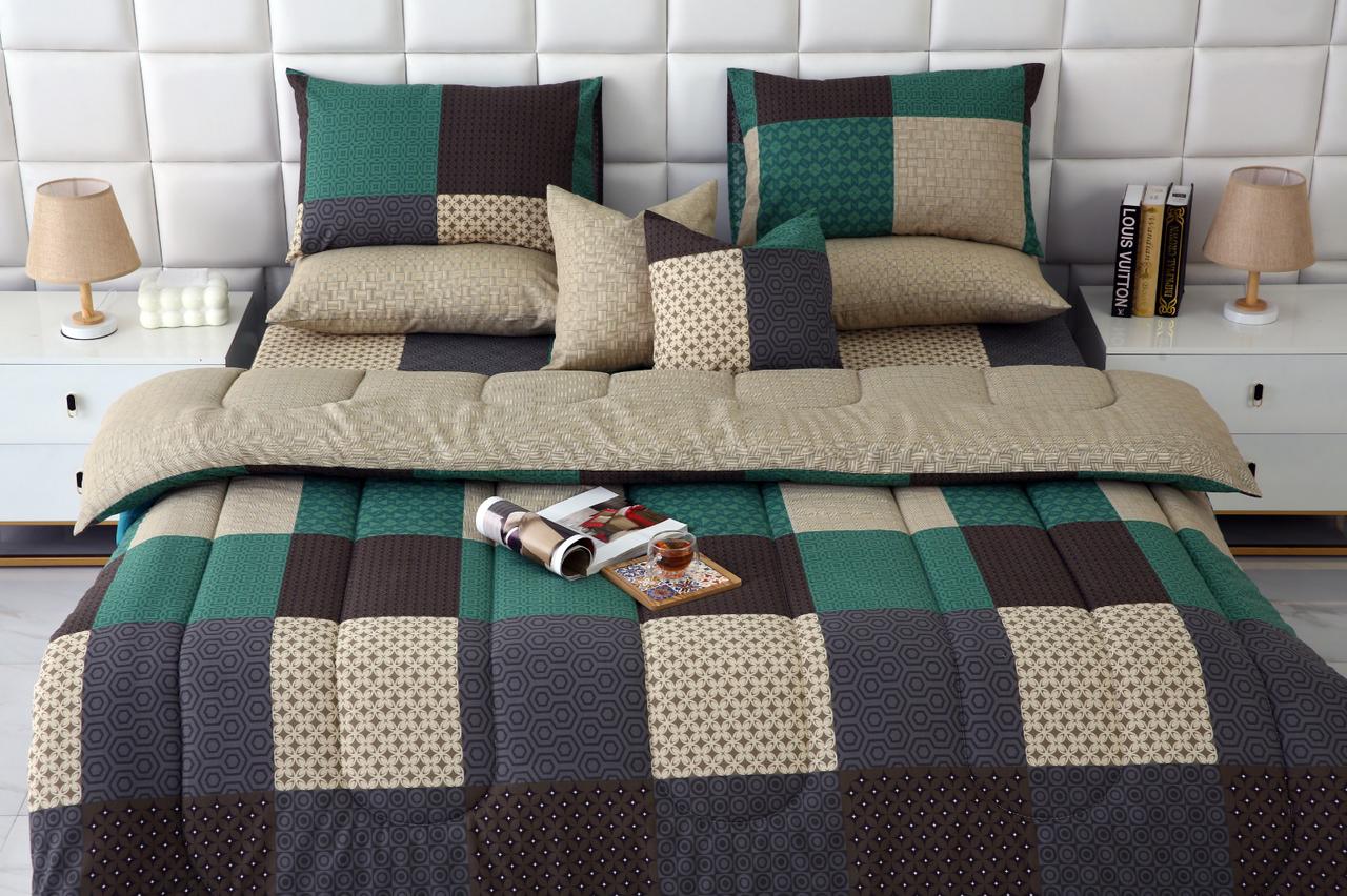 8 PCs Winter Razai Set-Vintage Patchwork Comforters Apricot