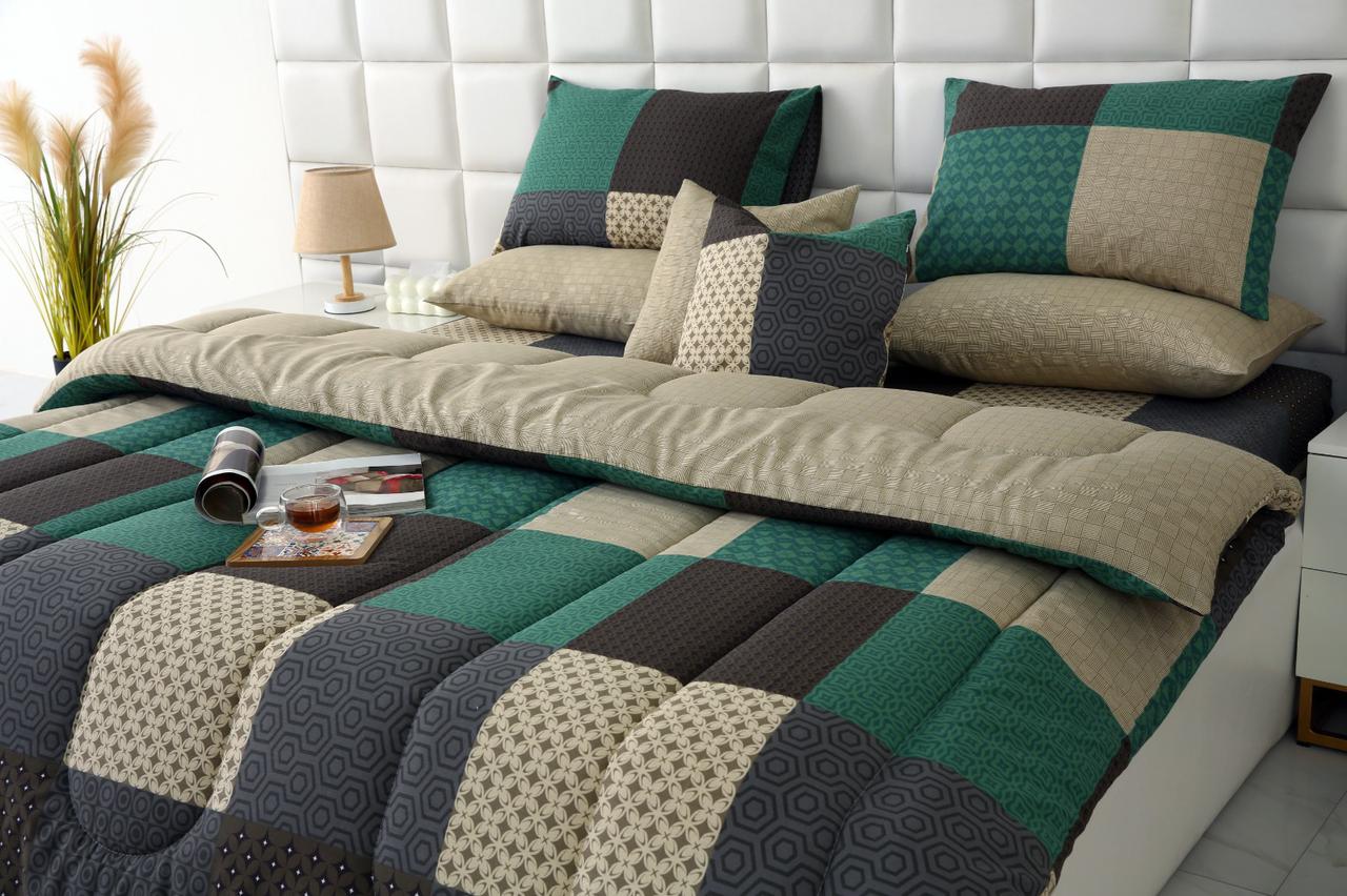 8 PCs Winter Razai Set-Vintage Patchwork Comforters Apricot