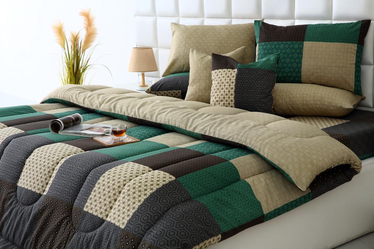 8 PCs Winter Razai Set-Vintage Patchwork Comforters Apricot