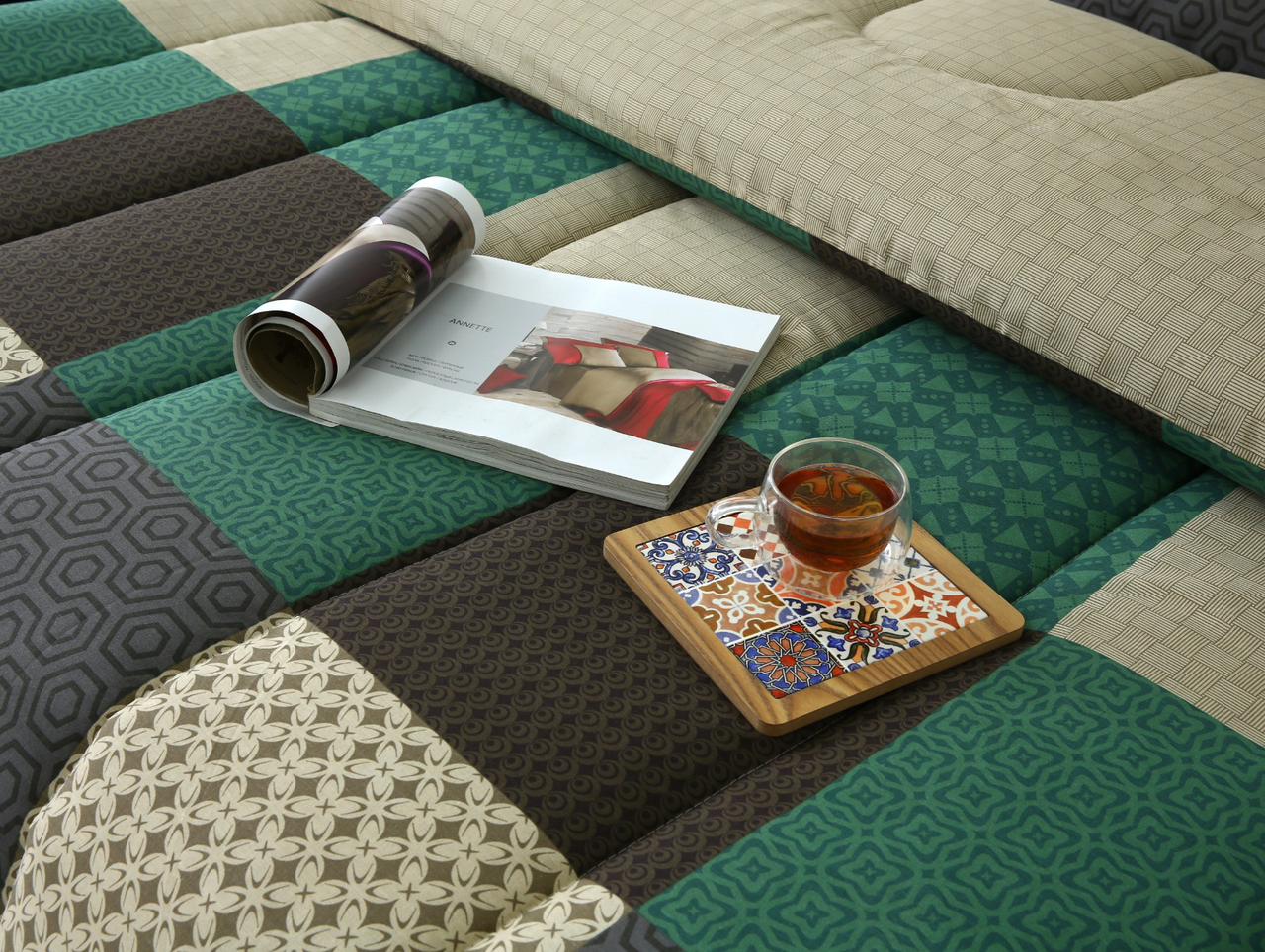 8 PCs Winter Razai Set-Vintage Patchwork Comforters Apricot