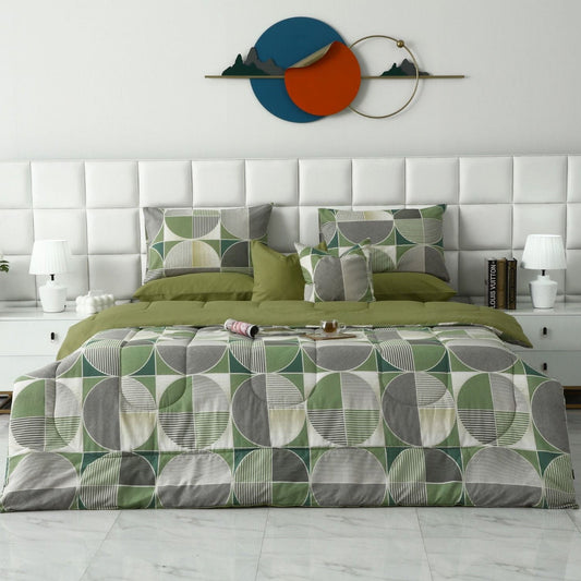 8 PCs Winter Razai Set-Neo Abstract Comforters Apricot