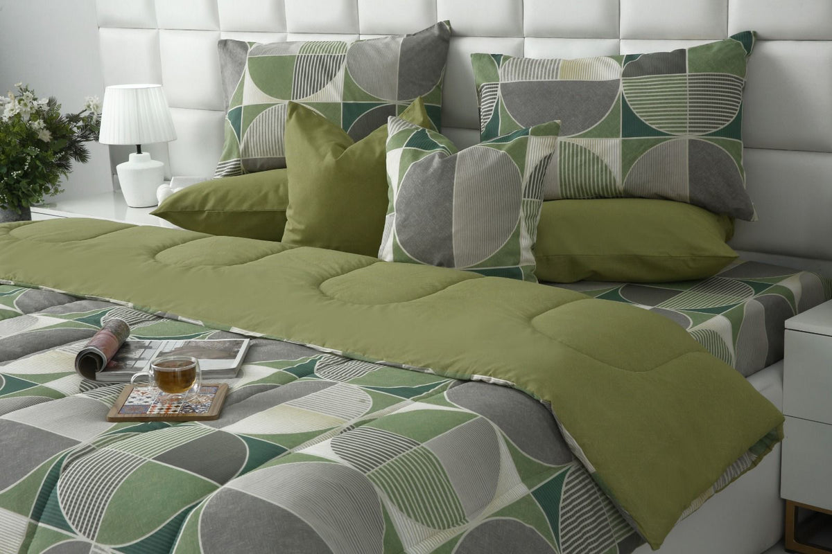 8 PCs Winter Razai Set-Neo Abstract Comforters Apricot
