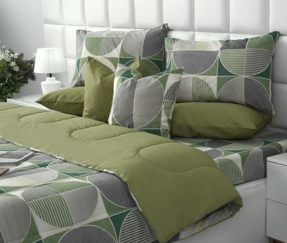 8 PCs Winter Razai Set-Neo Abstract Comforters Apricot
