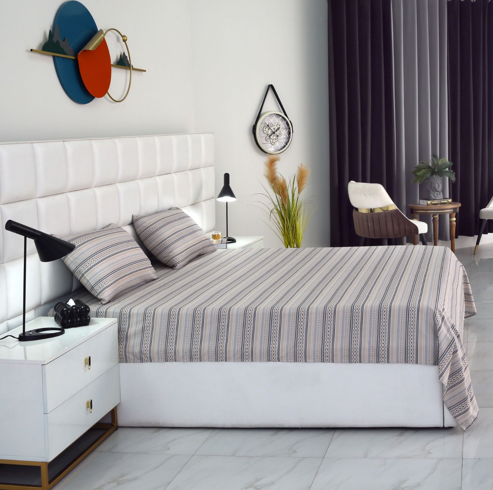 3 PCs Double Bed Sheet-Slate Bed Sheets Apricot