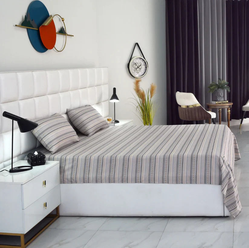 2Pcs Single Bed Sheet- Slate single bed sheet Apricot